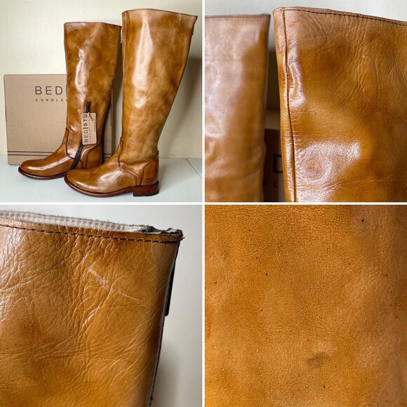 BED STU Tess Tan Distressed Leather Tall Riding Boots BEDSTU Size 8 - Picture 15 of 16